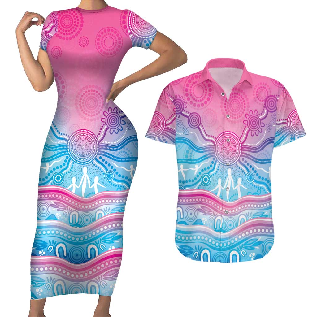 NAIDOC Week 50 Years Deadly Couples Matching Short Sleeve Bodycon Dress and Hawaiian Shirt Aboriginal Dreamtime