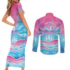 NAIDOC Week 50 Years Deadly Couples Matching Short Sleeve Bodycon Dress and Long Sleeve Button Shirt Aboriginal Dreamtime
