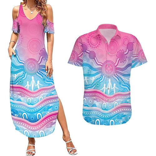 NAIDOC Week 50 Years Deadly Couples Matching Summer Maxi Dress and Hawaiian Shirt Aboriginal Dreamtime