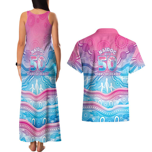 NAIDOC Week 50 Years Deadly Couples Matching Tank Maxi Dress and Hawaiian Shirt Aboriginal Dreamtime