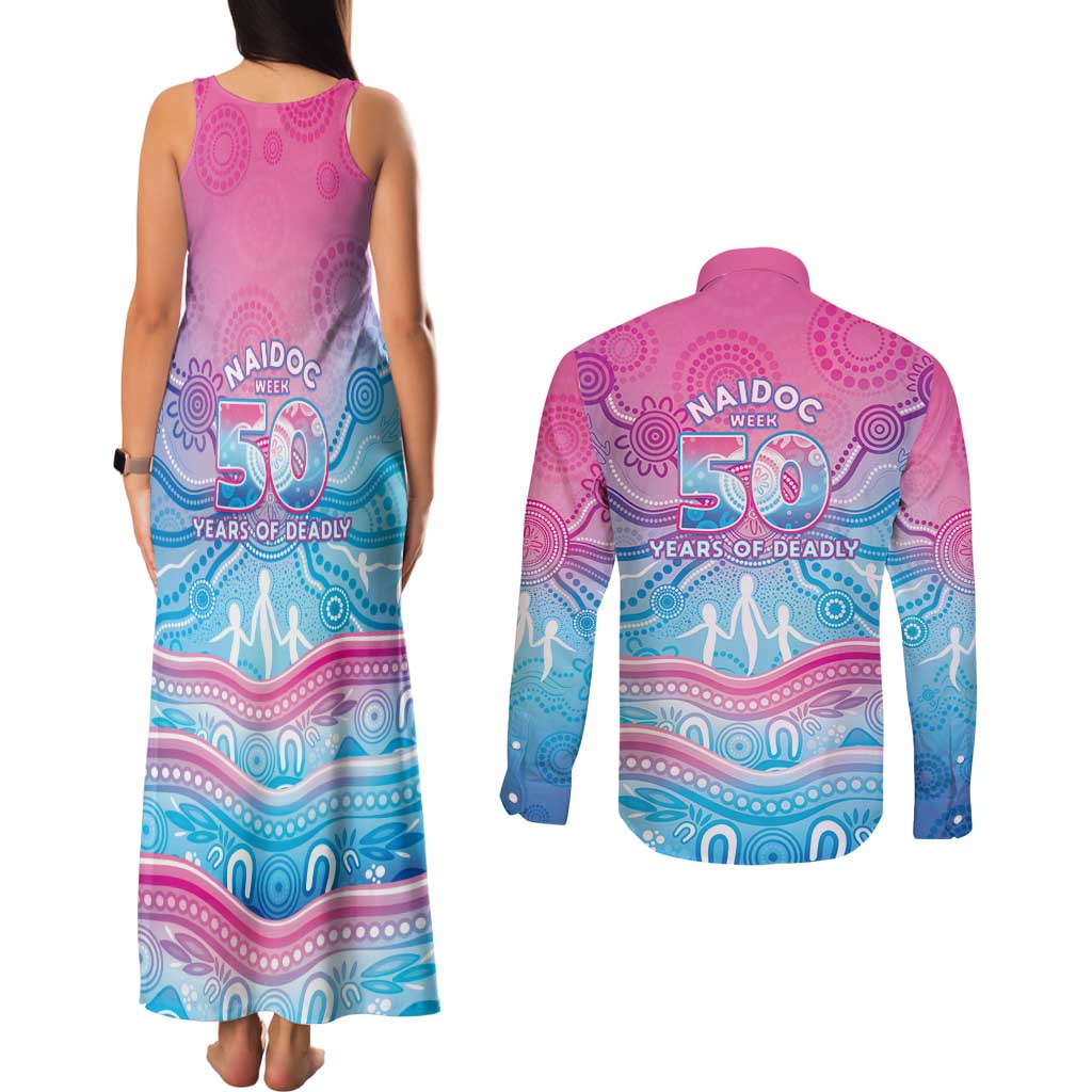 NAIDOC Week 50 Years Deadly Couples Matching Tank Maxi Dress and Long Sleeve Button Shirt Aboriginal Dreamtime