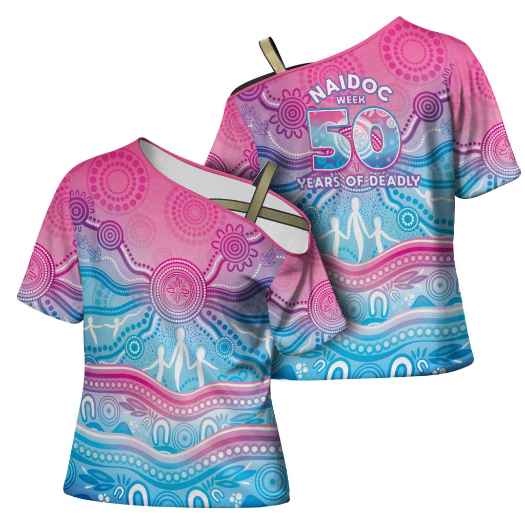 NAIDOC Week 50 Years Deadly Cross Shoulder Shirt Aboriginal Dreamtime