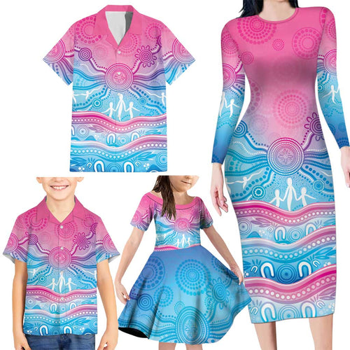NAIDOC Week 50 Years Deadly Family Matching Long Sleeve Bodycon Dress and Hawaiian Shirt Aboriginal Dreamtime