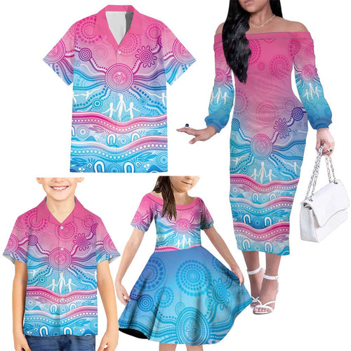 NAIDOC Week 50 Years Deadly Family Matching Off The Shoulder Long Sleeve Dress and Hawaiian Shirt Aboriginal Dreamtime