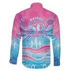 NAIDOC Week 50 Years Deadly Family Matching Off Shoulder Short Dress and Hawaiian Shirt Aboriginal Dreamtime