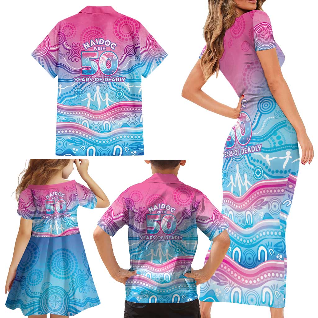 NAIDOC Week 50 Years Deadly Family Matching Short Sleeve Bodycon Dress and Hawaiian Shirt Aboriginal Dreamtime
