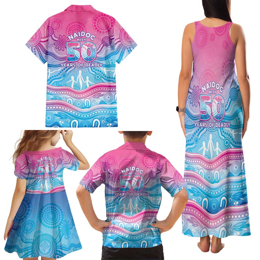 NAIDOC Week 50 Years Deadly Family Matching Tank Maxi Dress and Hawaiian Shirt Aboriginal Dreamtime