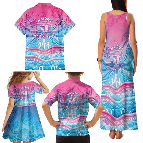 NAIDOC Week 50 Years Deadly Family Matching Tank Maxi Dress and Hawaiian Shirt Aboriginal Dreamtime