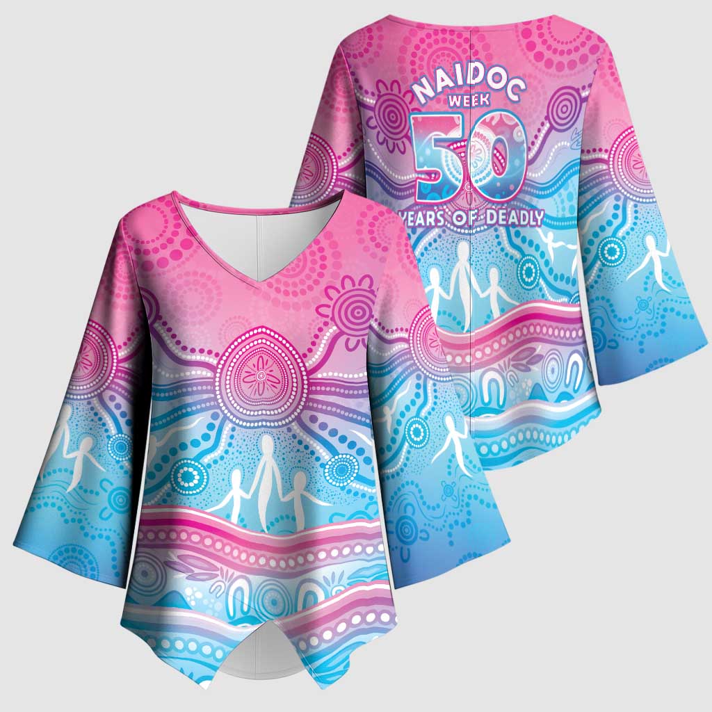 NAIDOC Week 50 Years Deadly Kimono Sleeve Blouse Aboriginal Dreamtime