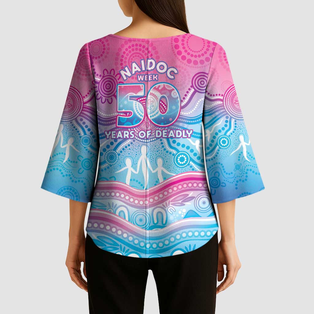 NAIDOC Week 50 Years Deadly Kimono Sleeve Blouse Aboriginal Dreamtime