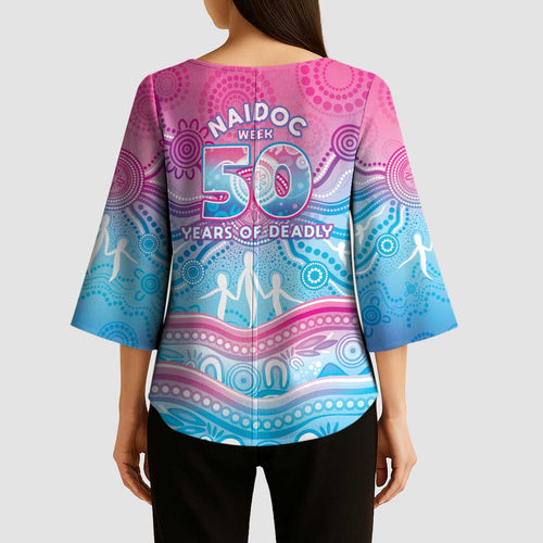 NAIDOC Week 50 Years Deadly Kimono Sleeve Blouse Aboriginal Dreamtime