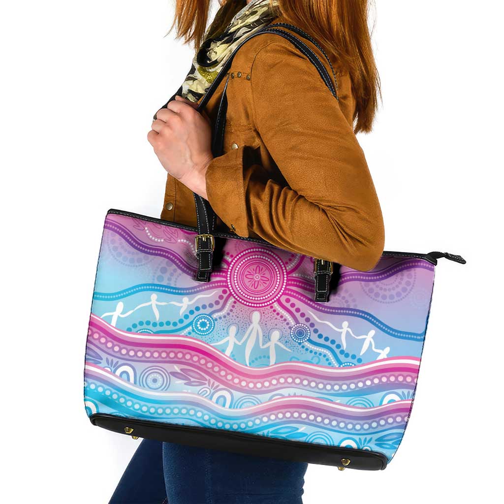 NAIDOC Week 50 Years Deadly Leather Tote Bag Aboriginal Dreamtime