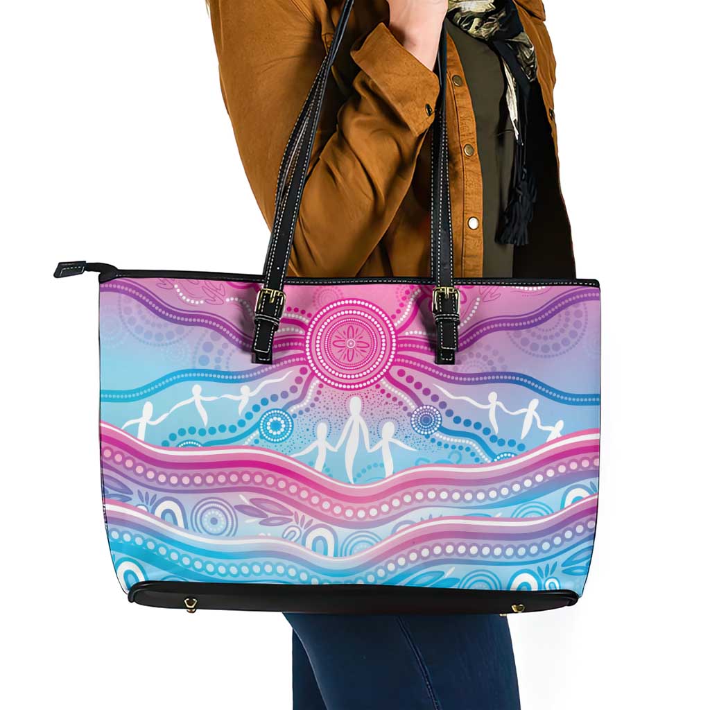 NAIDOC Week 50 Years Deadly Leather Tote Bag Aboriginal Dreamtime