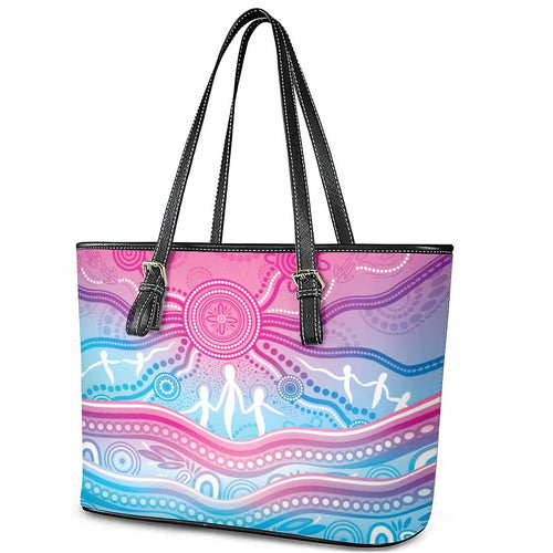 NAIDOC Week 50 Years Deadly Leather Tote Bag Aboriginal Dreamtime