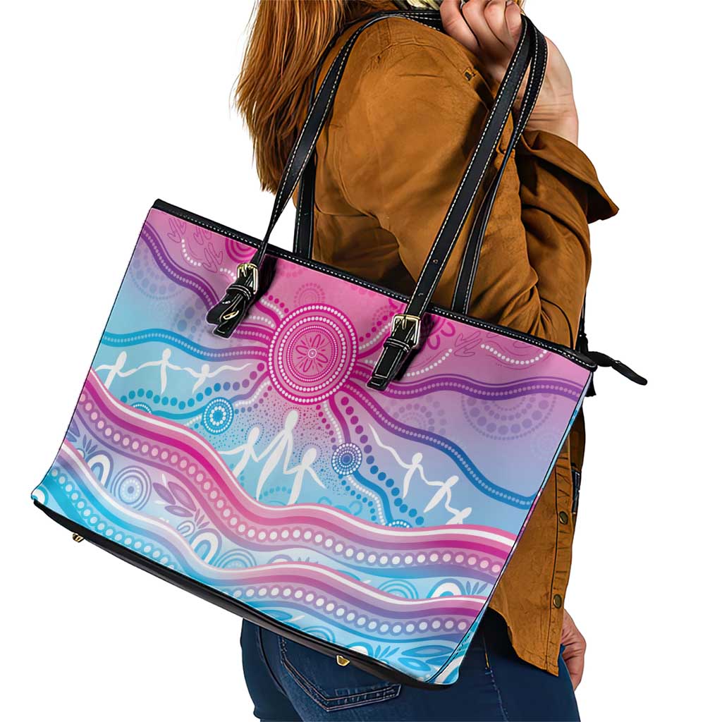 NAIDOC Week 50 Years Deadly Leather Tote Bag Aboriginal Dreamtime