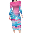 NAIDOC Week 50 Years Deadly Long Sleeve Bodycon Dress Aboriginal Dreamtime