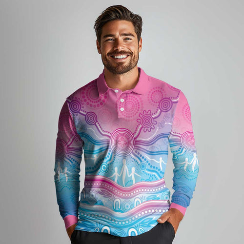 NAIDOC Week 50 Years Deadly Long Sleeve Polo Shirt Aboriginal Dreamtime