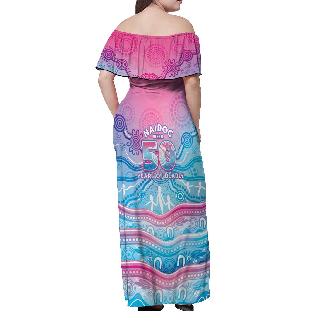 NAIDOC Week 50 Years Deadly Off Shoulder Maxi Dress Aboriginal Dreamtime