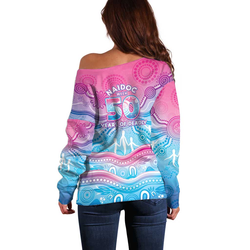 NAIDOC Week 50 Years Deadly Off Shoulder Sweater Aboriginal Dreamtime