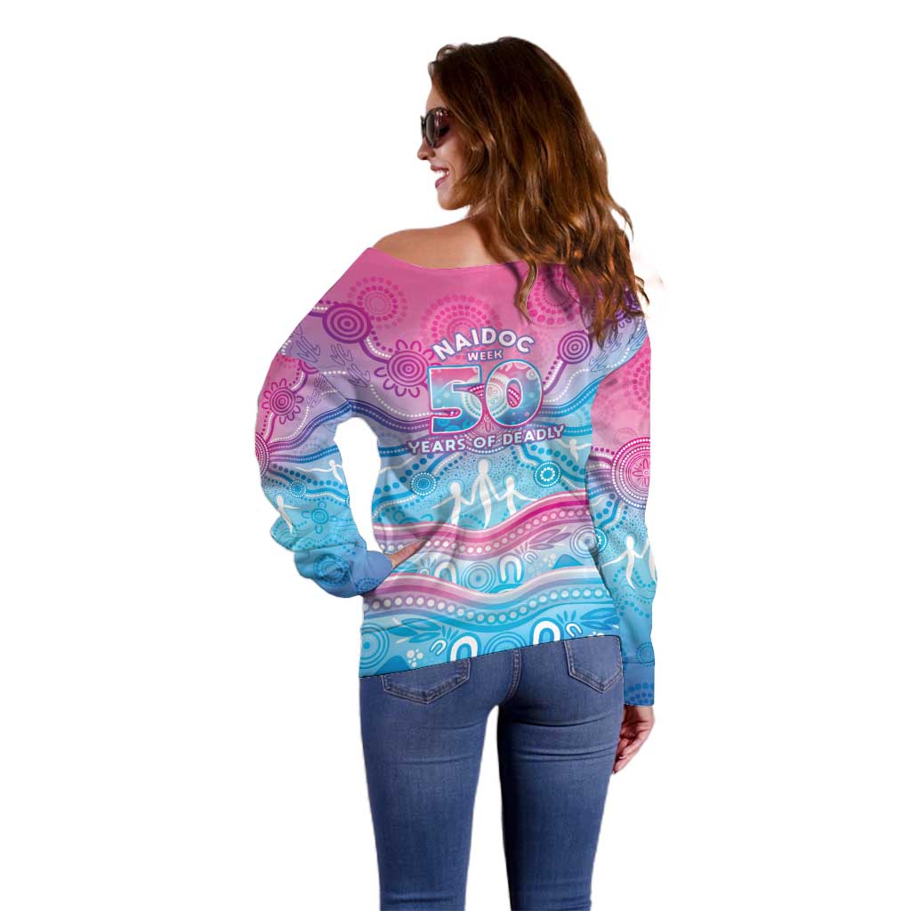 NAIDOC Week 50 Years Deadly Off Shoulder Sweater Aboriginal Dreamtime