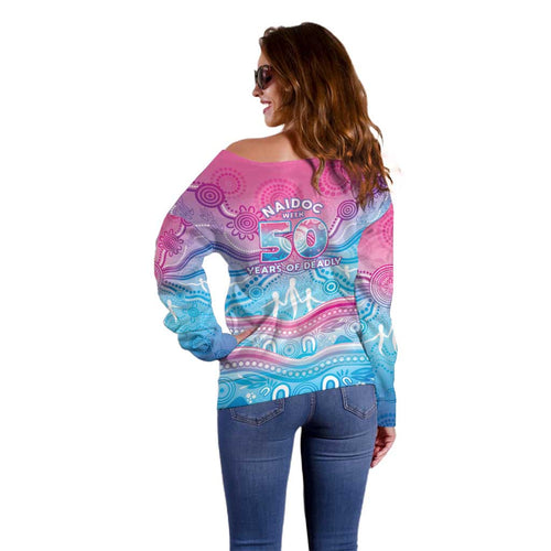 NAIDOC Week 50 Years Deadly Off Shoulder Sweater Aboriginal Dreamtime