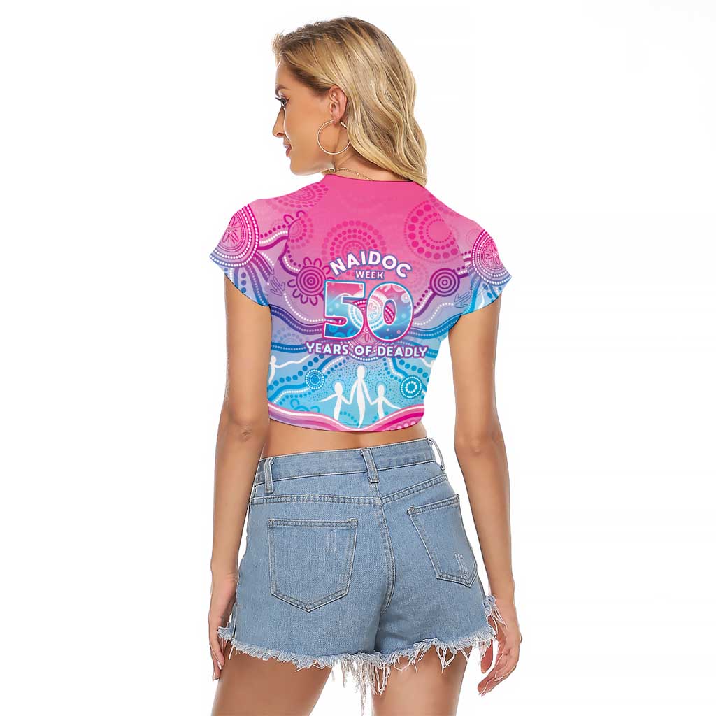 NAIDOC Week 50 Years Deadly Raglan Cropped T Shirt Aboriginal Dreamtime