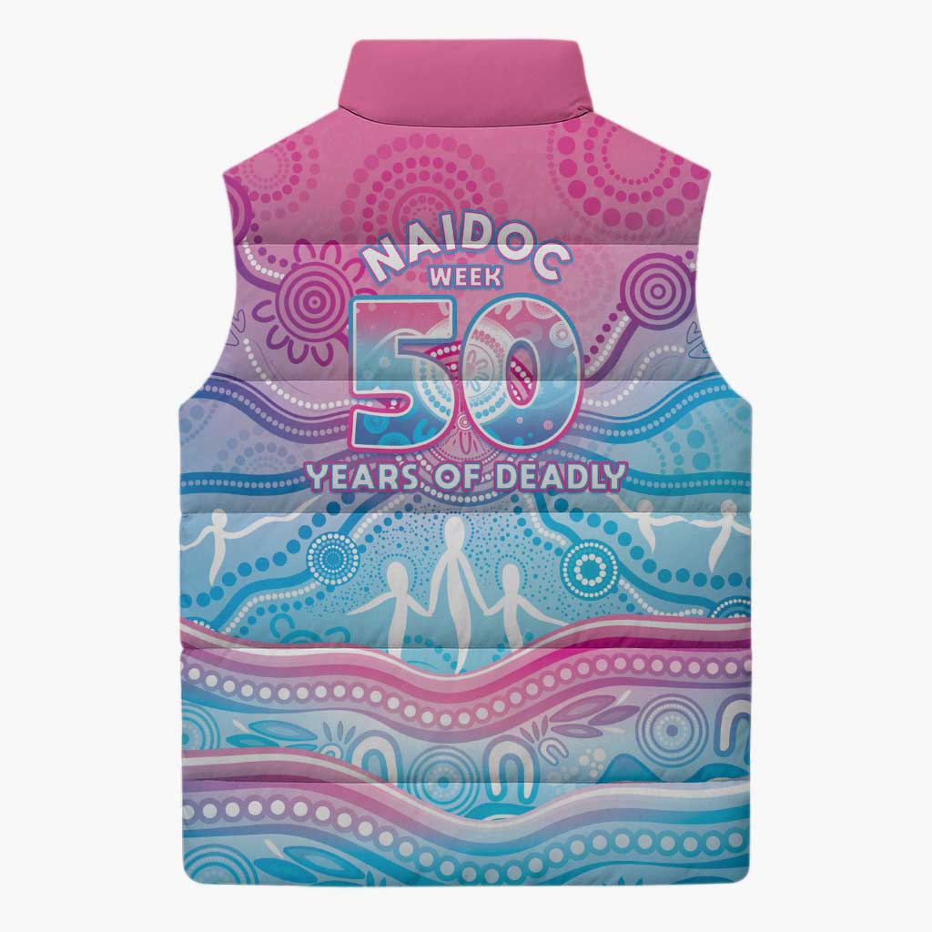 NAIDOC Week 50 Years Deadly Sleeveless Puffer Jacket Aboriginal Dreamtime