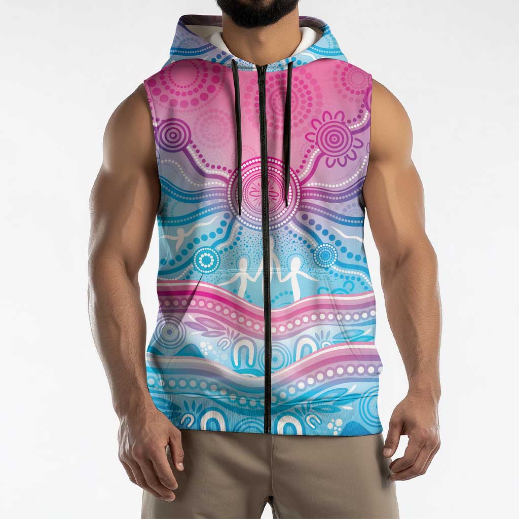NAIDOC Week 50 Years Deadly Sleeveless Zip Hoodie Aboriginal Dreamtime