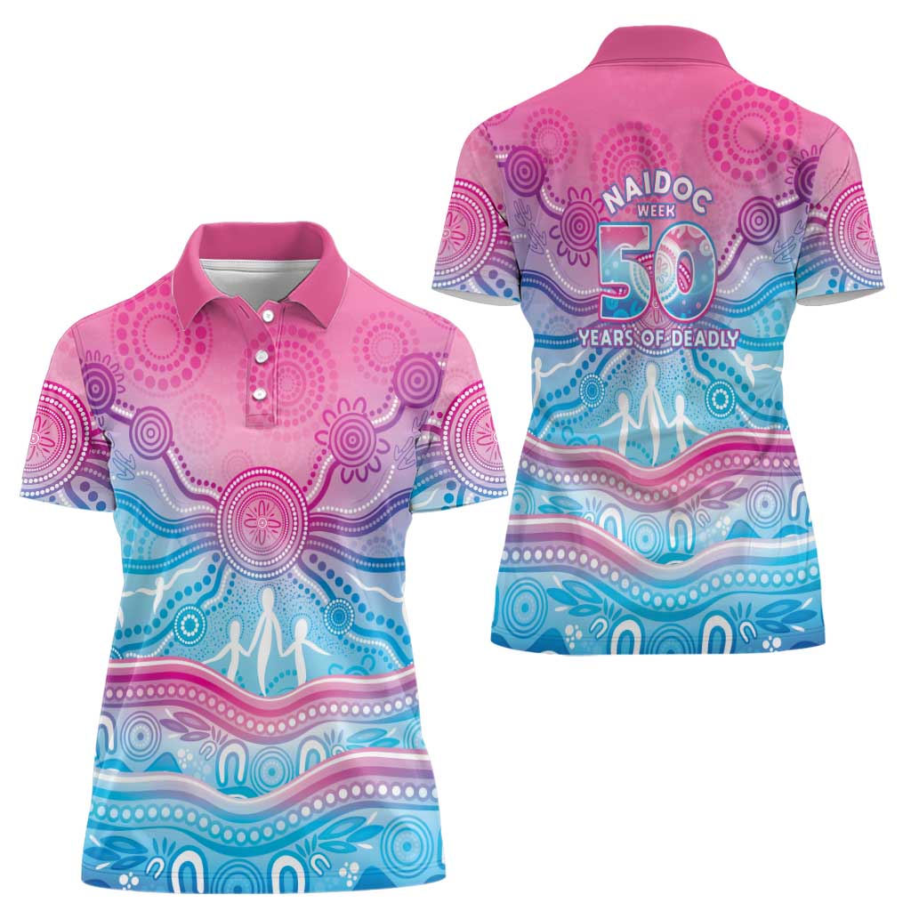 NAIDOC Week 50 Years Deadly Women Polo Shirt Aboriginal Dreamtime