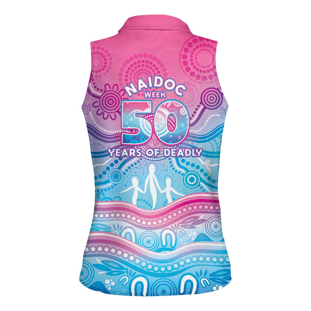 NAIDOC Week 50 Years Deadly Women Sleeveless Polo Shirt Aboriginal Dreamtime