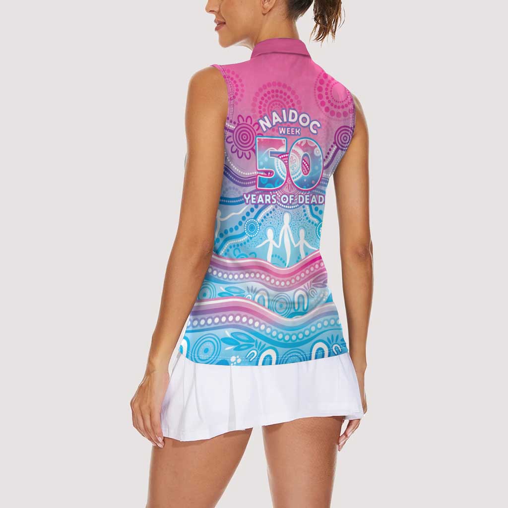 NAIDOC Week 50 Years Deadly Women Sleeveless Polo Shirt Aboriginal Dreamtime