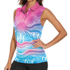 NAIDOC Week 50 Years Deadly Women Sleeveless Polo Shirt Aboriginal Dreamtime