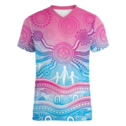 NAIDOC Week 50 Years Deadly Women V-Neck T-Shirt Aboriginal Dreamtime