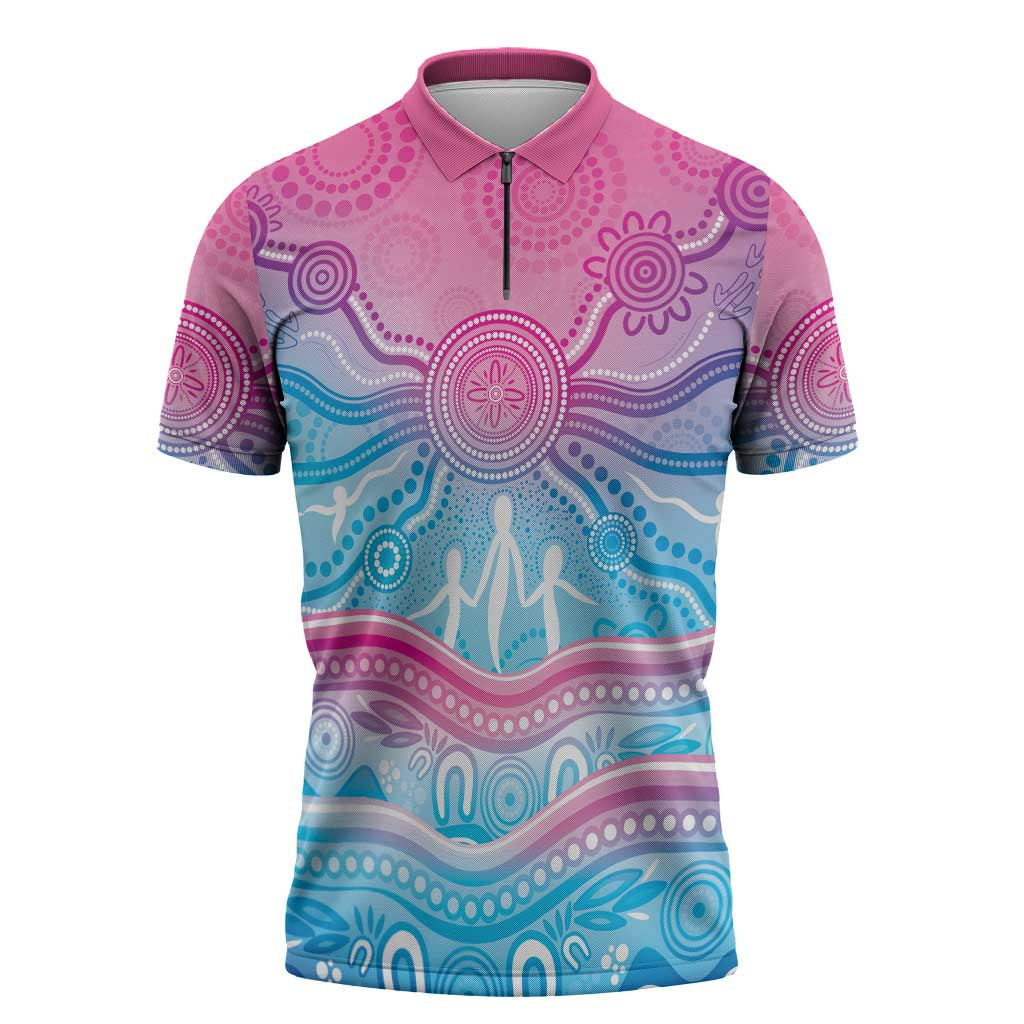 NAIDOC Week 50 Years Deadly Zipper Polo Shirt Aboriginal Dreamtime
