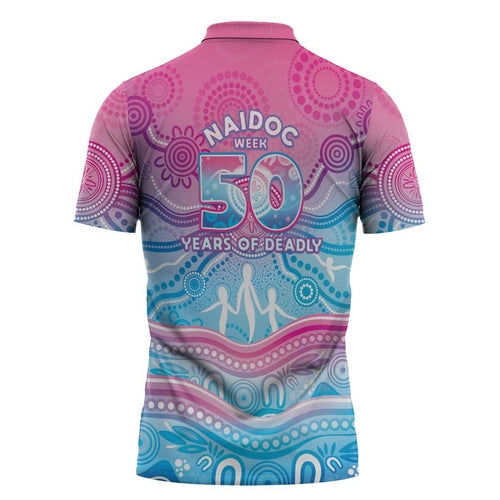 NAIDOC Week 50 Years Deadly Zipper Polo Shirt Aboriginal Dreamtime