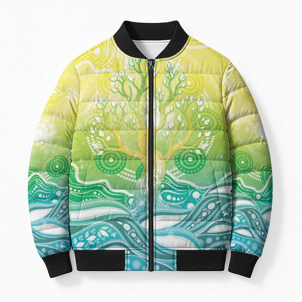 Australia NAIDOC Week Bomber Puffer Jacket Eternal Spirit Tree Pastel Gradient