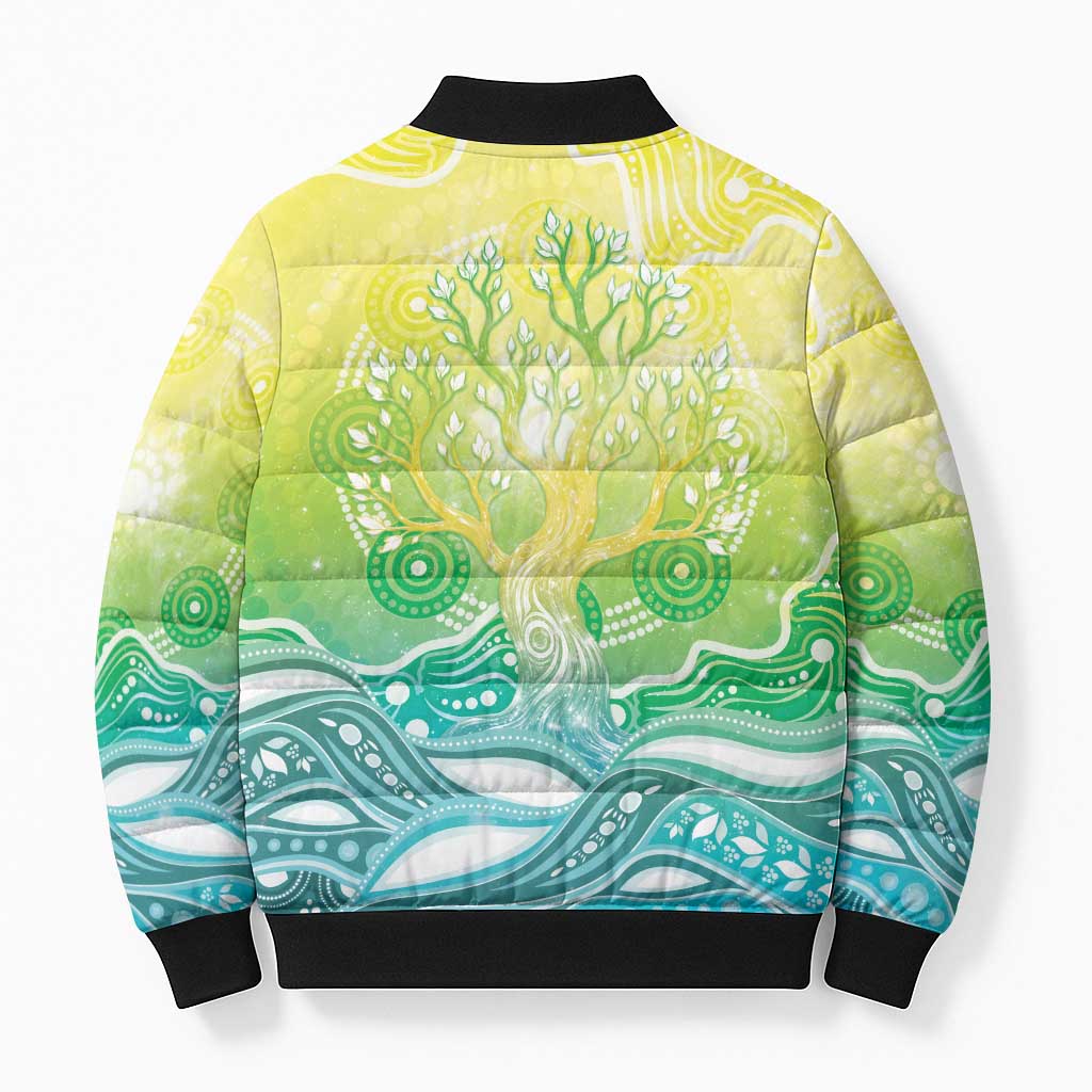 Australia NAIDOC Week Bomber Puffer Jacket Eternal Spirit Tree Pastel Gradient