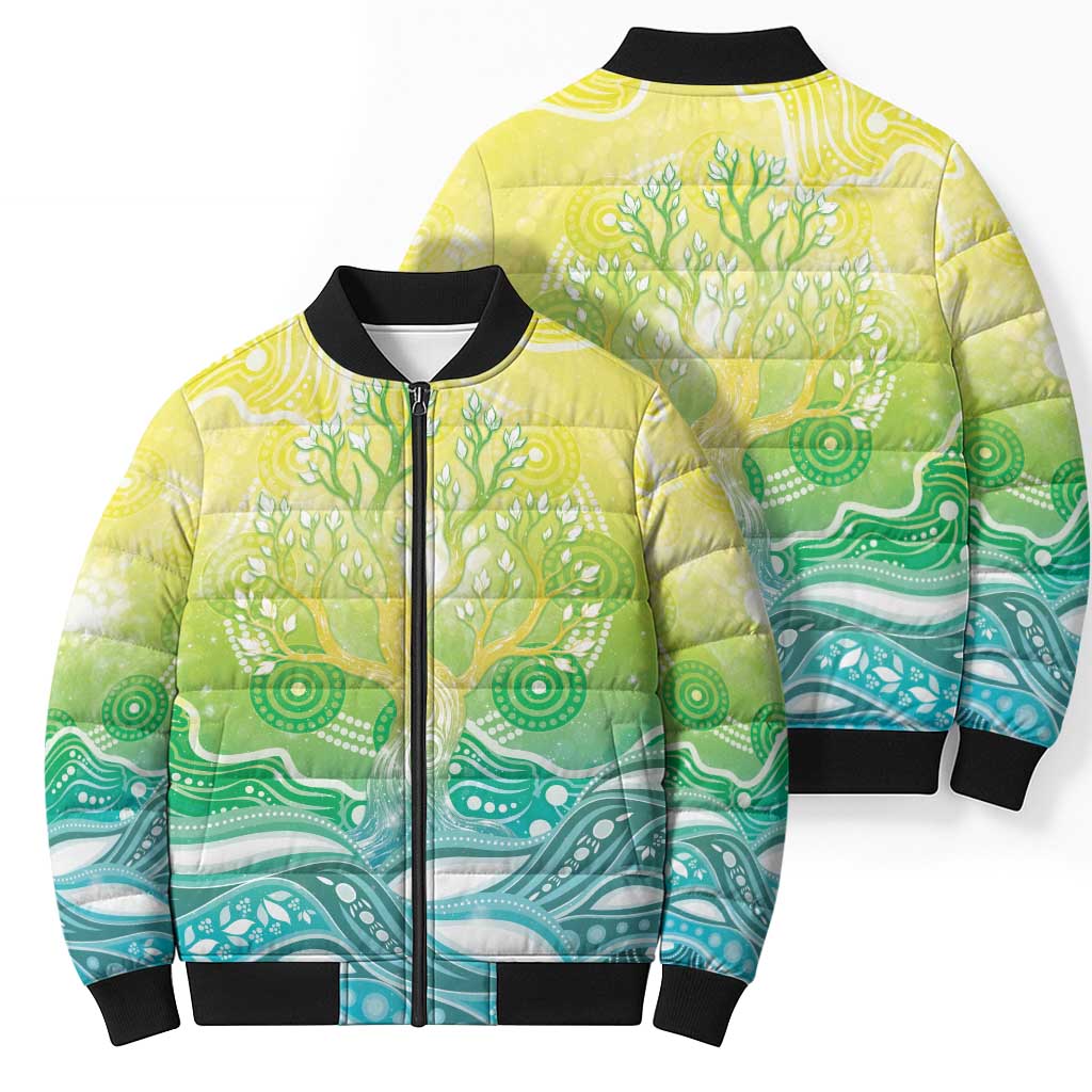 Australia NAIDOC Week Bomber Puffer Jacket Eternal Spirit Tree Pastel Gradient