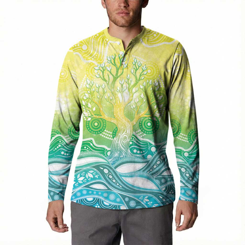 Australia NAIDOC Week Button Sweatshirt Eternal Spirit Tree Pastel Gradient