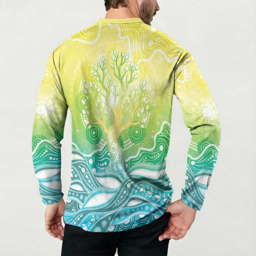Australia NAIDOC Week Button Sweatshirt Eternal Spirit Tree Pastel Gradient