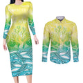 Australia NAIDOC Week Couples Matching Long Sleeve Bodycon Dress and Long Sleeve Button Shirt Eternal Spirit Tree Pastel Gradient