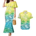 Australia NAIDOC Week Couples Matching Mermaid Dress and Hawaiian Shirt Eternal Spirit Tree Pastel Gradient