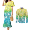 Australia NAIDOC Week Couples Matching Mermaid Dress and Long Sleeve Button Shirt Eternal Spirit Tree Pastel Gradient