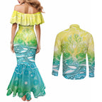 Australia NAIDOC Week Couples Matching Mermaid Dress and Long Sleeve Button Shirt Eternal Spirit Tree Pastel Gradient