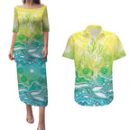 Australia NAIDOC Week Couples Matching Puletasi and Hawaiian Shirt Eternal Spirit Tree Pastel Gradient