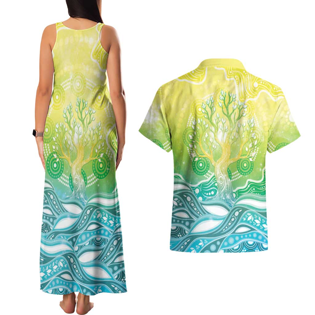 Australia NAIDOC Week Couples Matching Tank Maxi Dress and Hawaiian Shirt Eternal Spirit Tree Pastel Gradient