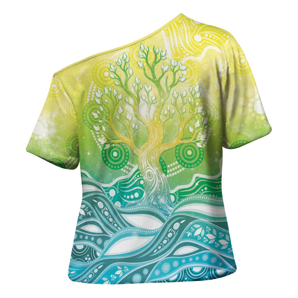 Australia NAIDOC Week Cross Shoulder Shirt Eternal Spirit Tree Pastel Gradient