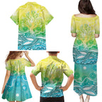 Australia NAIDOC Week Family Matching Puletasi and Hawaiian Shirt Eternal Spirit Tree Pastel Gradient