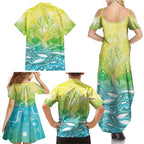 Australia NAIDOC Week Family Matching Summer Maxi Dress and Hawaiian Shirt Eternal Spirit Tree Pastel Gradient