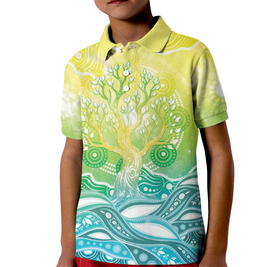 Australia NAIDOC Week Kid Polo Shirt Eternal Spirit Tree Pastel Gradient